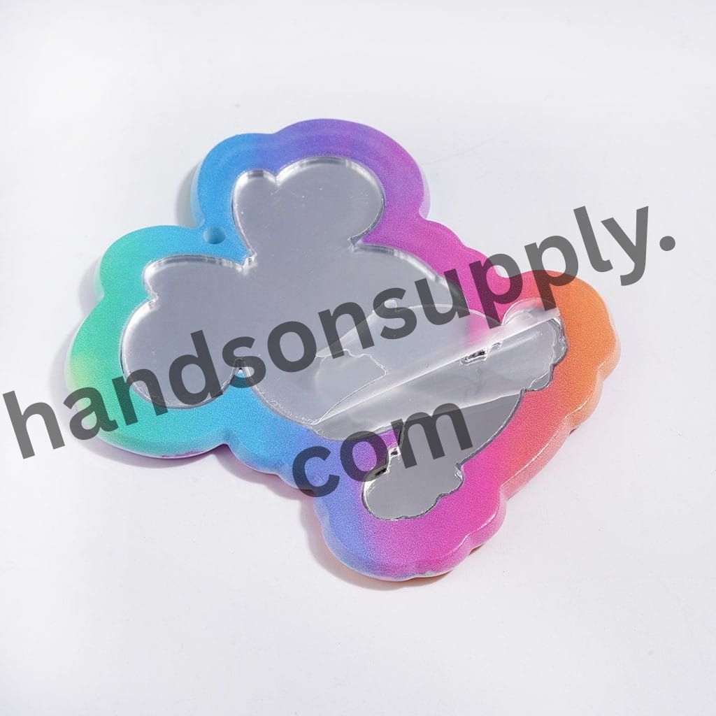 Retro Animation Boy and Girl Mouse Character Acrylic Mirror Pendants for Bags and DIY Accessories, 48*51MM, Random Mix