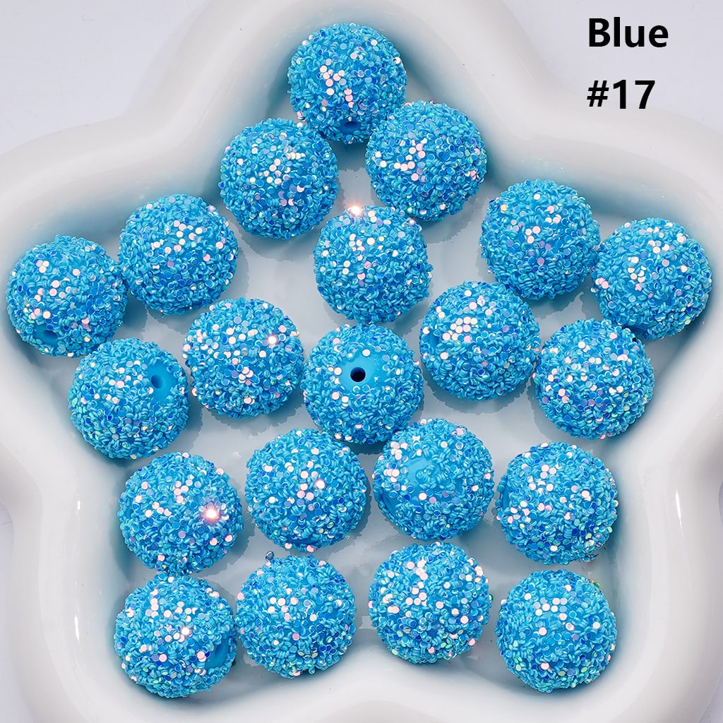 Shiny Confetti Round Acrylic Beads Solid Color Multicolor Look, 20MM