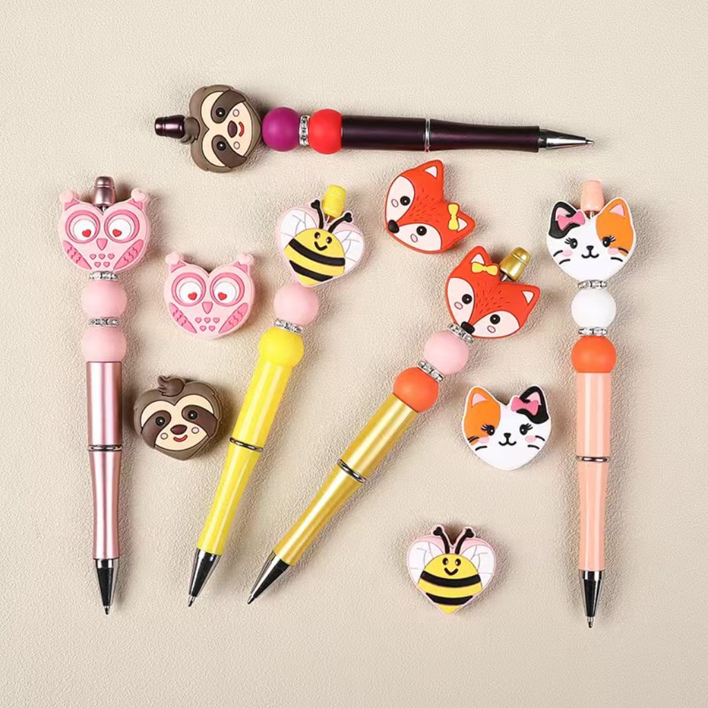 Owls Cats Sloths Foxes Bees Love Cute Heart Animals Silicone Focal Beads