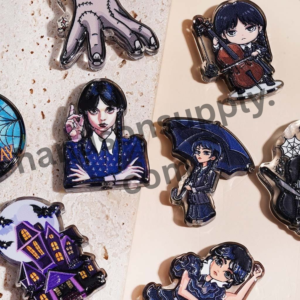 Eerie Transnatural Horror Comedy Character Designs, Semi-Clear Acrylic Beads, Random Mix