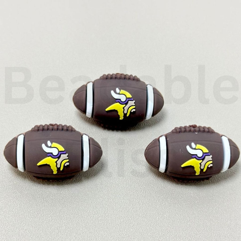 USA America Football Minnesota Vikin Team 3D Silicone Focal Beads