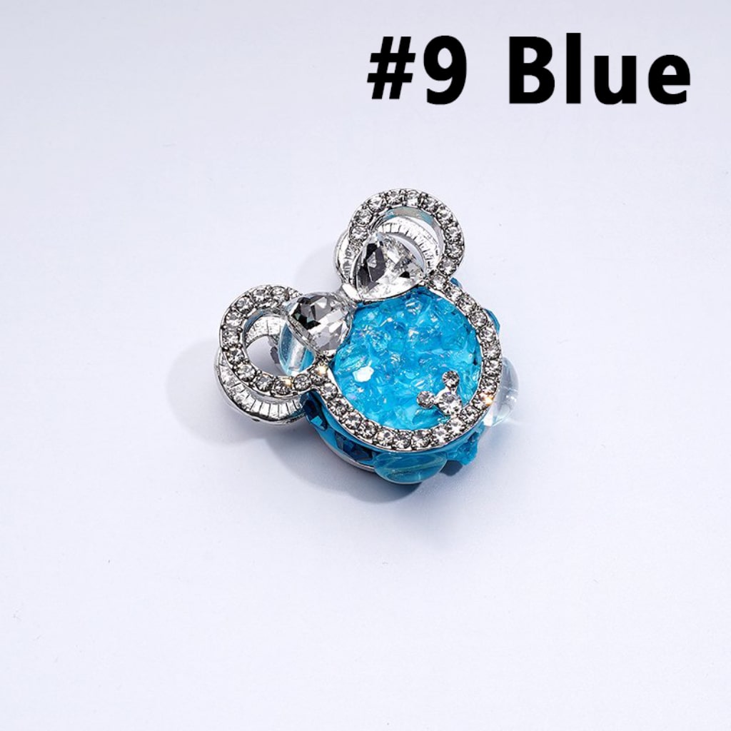 Fancy Bling Bling Silver Alloy Mouse Head Bow with Clear & Colorful Rhinestones Clay Beads, Around 30*27MM