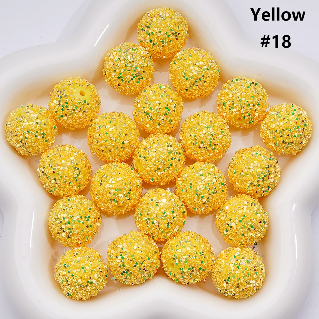 Shiny Confetti Round Acrylic Beads Solid Color Multicolor Look, 20MM