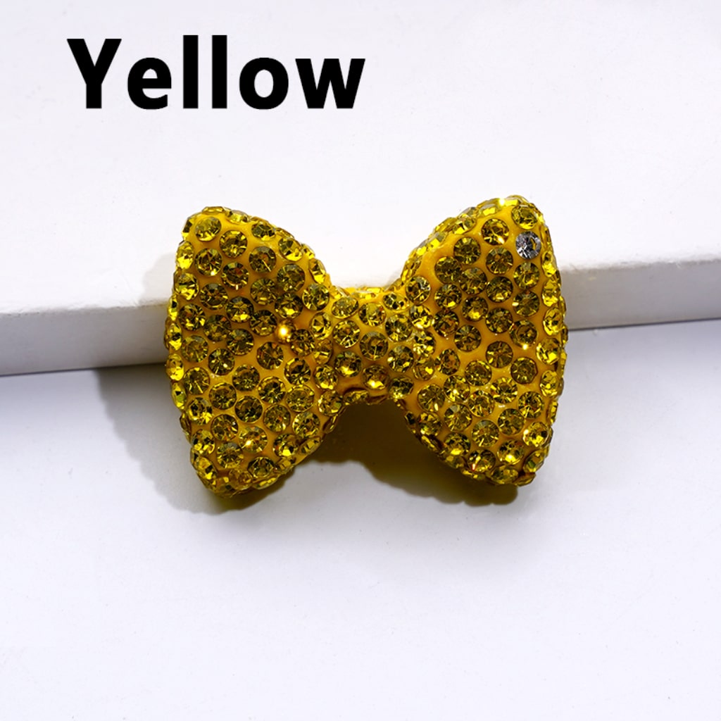 Glittering Multi-Color Bowknot Clay Beads Adorned with Sparkling Rhinestones Approx. 29x21MM