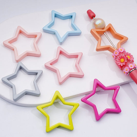 Five-Pointed Star Frame Acrylic Beads Solid Color Design, 43MM (Single Color is available for 100pcs(whole bag))