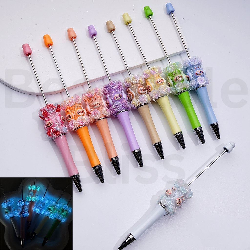 Luminous Glitter Flower Tiny Goblin Monster Doll Character Head Clear Sugar Beadable Pens