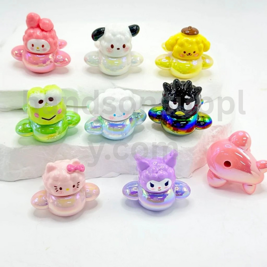 Cute Adorable Character Plane Shape UV Finish Acrylic Beads Around 32×32MM
