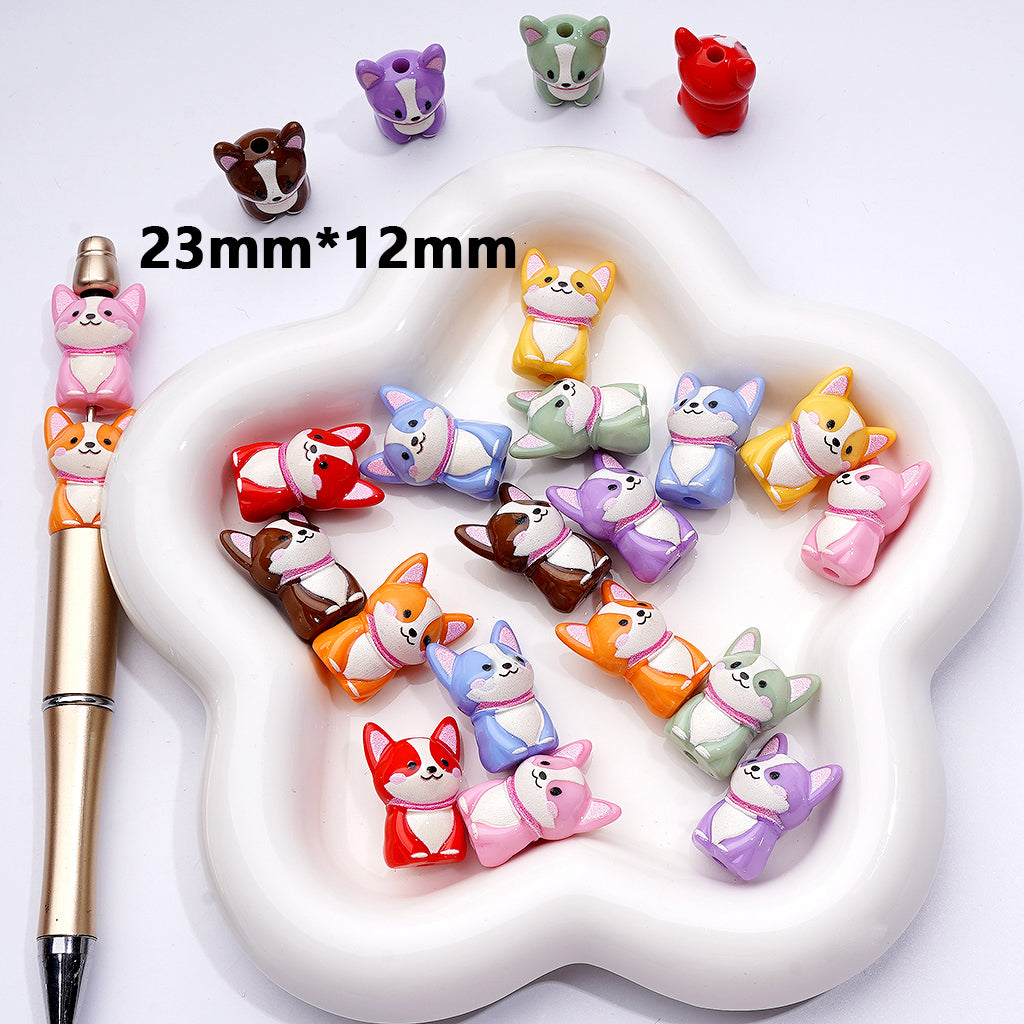 Adorable Solid Color Puppy Dog Acrylic Beads – 23x12MM Charm