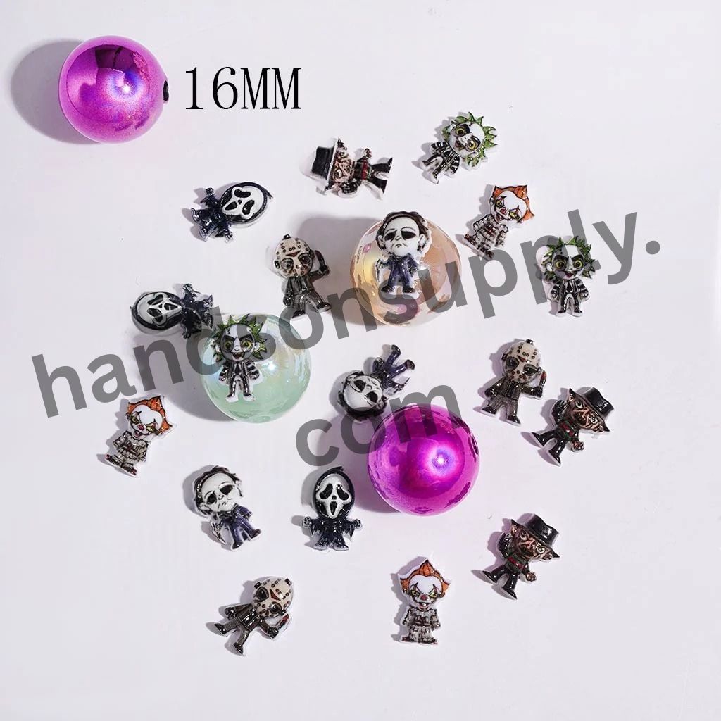 Trendy K-Pop Boy Group Portrait Design Bowtie Hollow Wreaths with Character Printed Round Acrylic Beads, Multi-Color Random Mix (Please Read Description)]