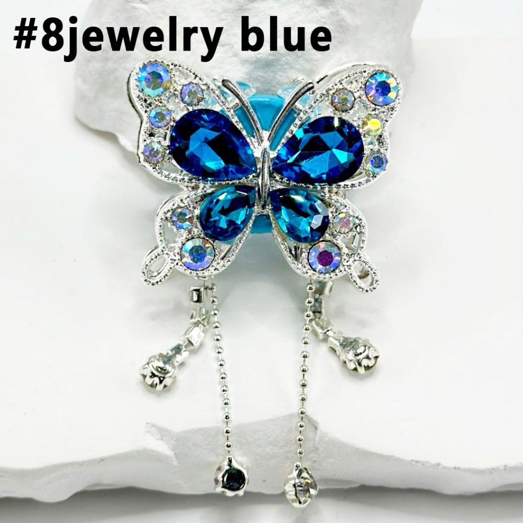 Fancy Bling Butterfly Alloy Clay Beads with Rhinestones and Pendant Chains, 34mm by 40mm