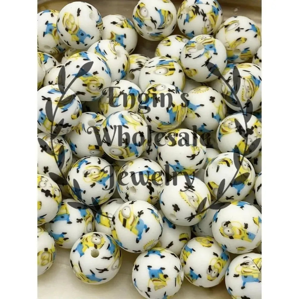 Round Printed Silicone Beads 15 mm