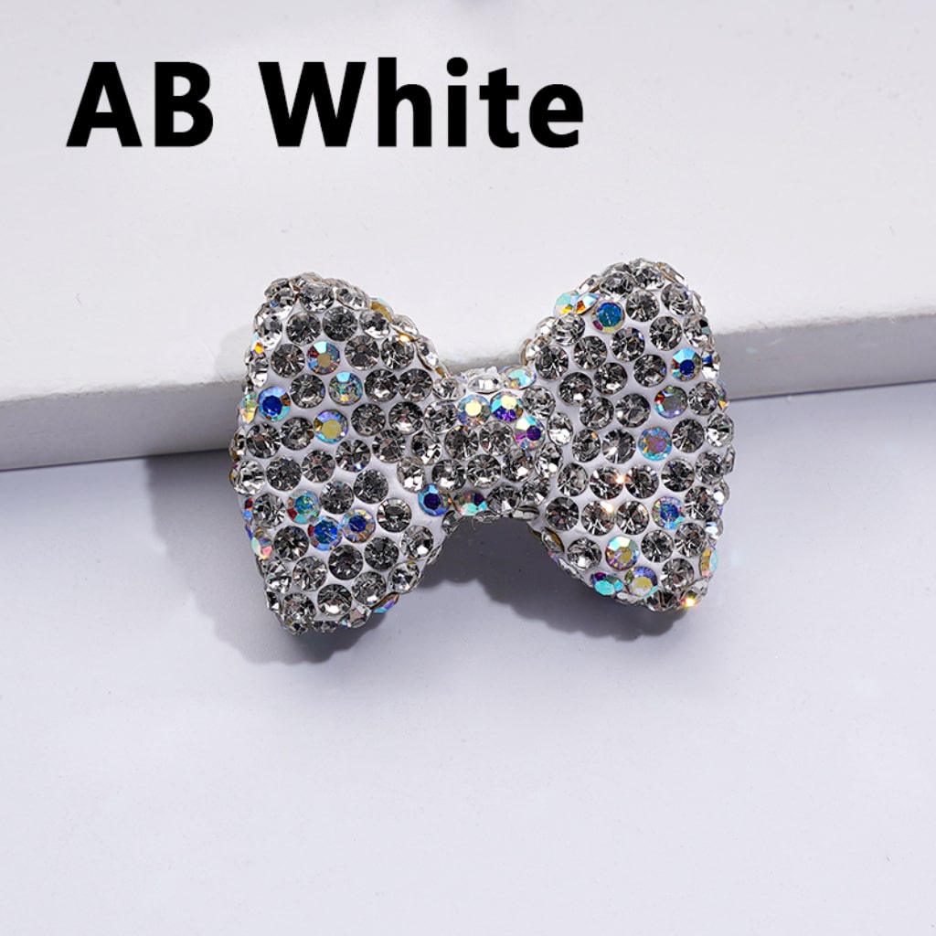 Glittering Multi-Color Bowknot Clay Beads Adorned with Sparkling Rhinestones Approx. 29x21MM
