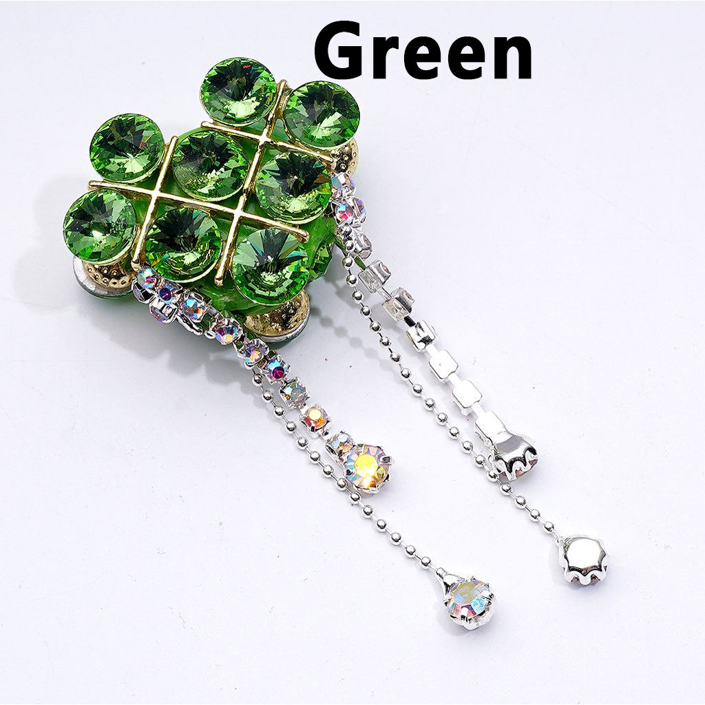 Gold Alloy Heart Fancy Exquisite with Shiny Rhinestones Chains Pendants Glitter Flowers and Decorative Clay Beads Around 34*28*18MM