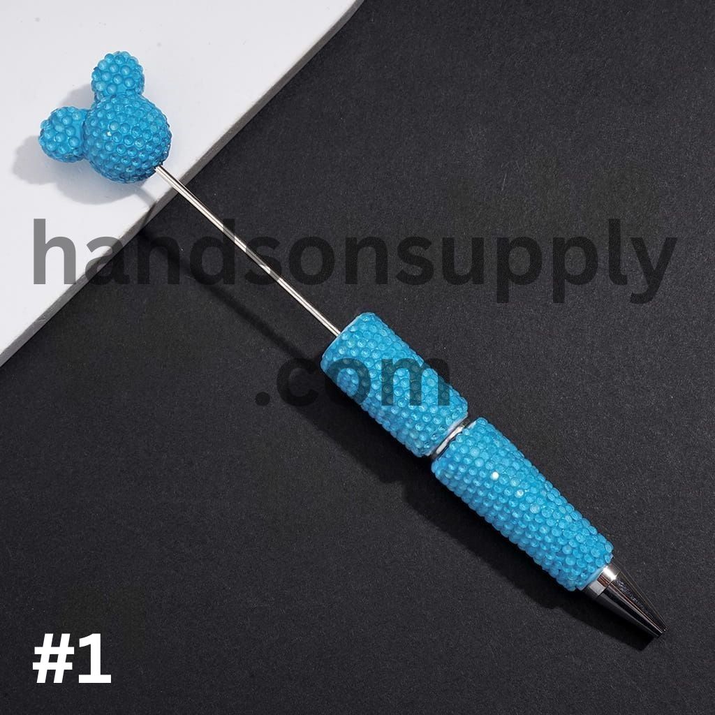 Vibrant Color Mouse Head Pen Topper with Sparkly Rhinestone Fluorescent Beadable Clay Pen (Please Read Description)