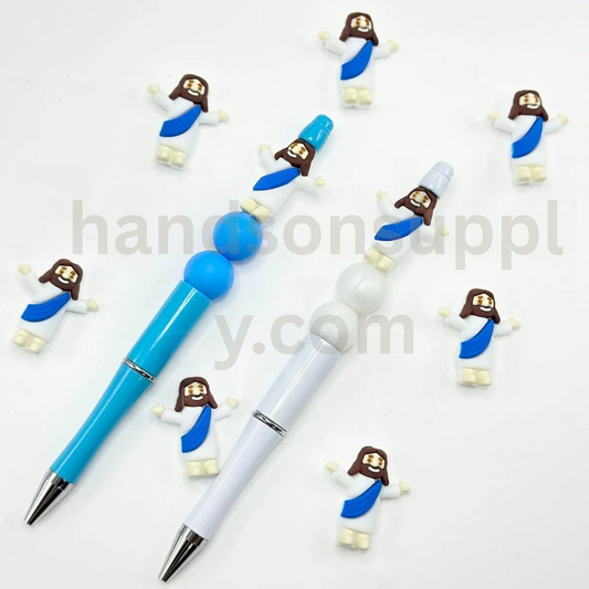 Mini 3D Jesus Figurine for Easter Christian Theme Silicone Focal Beads