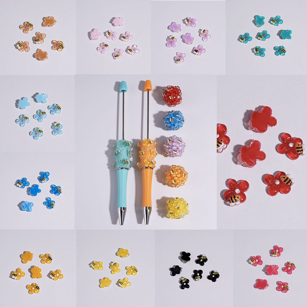 Adorable Mini Honey Bees and Flowers for DIY Bead Jewelry Accessories, 10*8MM, Multicolor