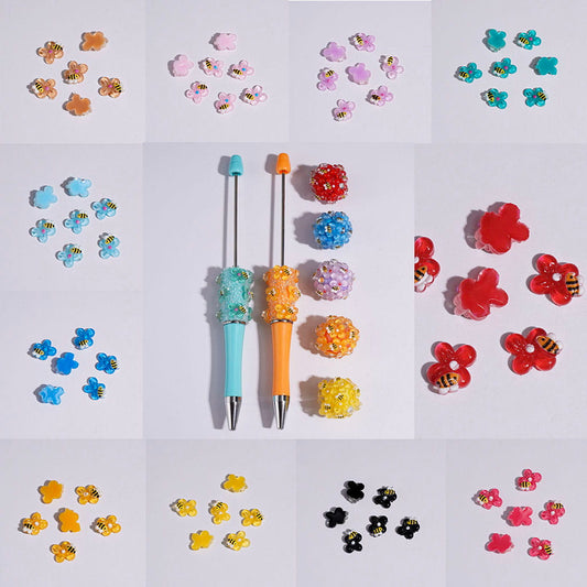 Adorable Mini Honey Bees and Flowers for DIY Bead Jewelry Accessories, 10*8MM, Multicolor