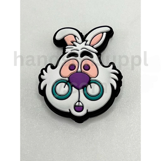 White Rabbit with Alice Cartoon Theme Silicone Focal Beads