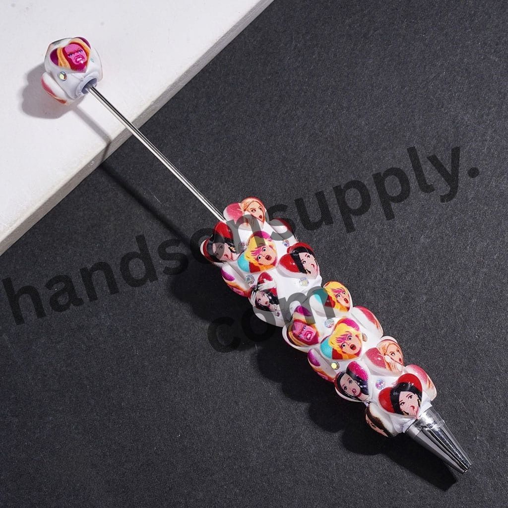 Charming Heart with Unique Expression Fashion Doll with Sparkling AB Rhinestones Beadable Clay Pens, Red and White Background