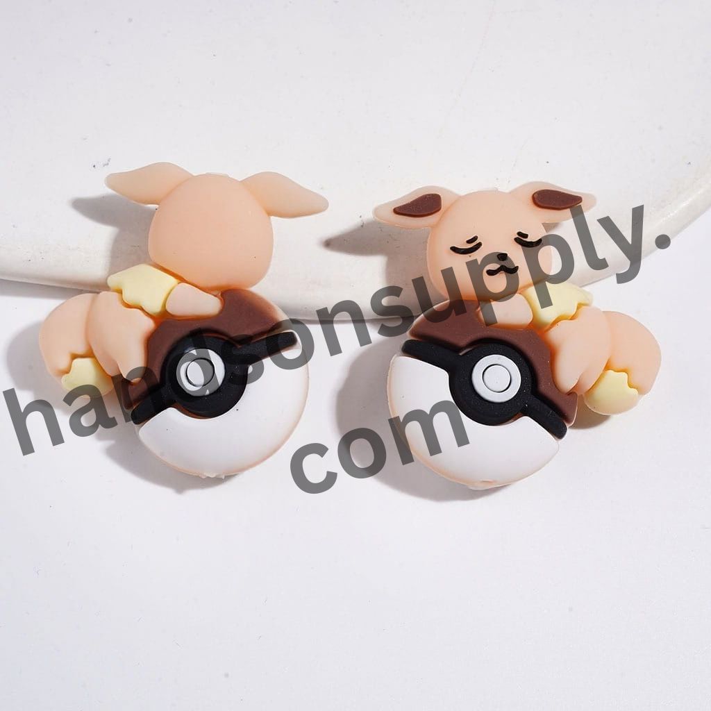 3D Cute Elf Character Resting on Magic Ball Silicone Focal Beads, 31*33MM, Multi-Color