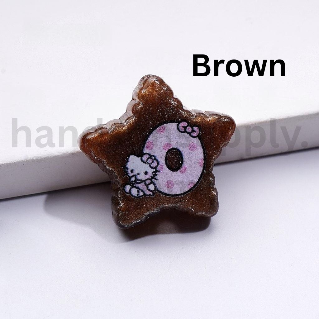 Glitter HK Kitten with Letters in Star Shape Colorful Acrylic Beads 24MM