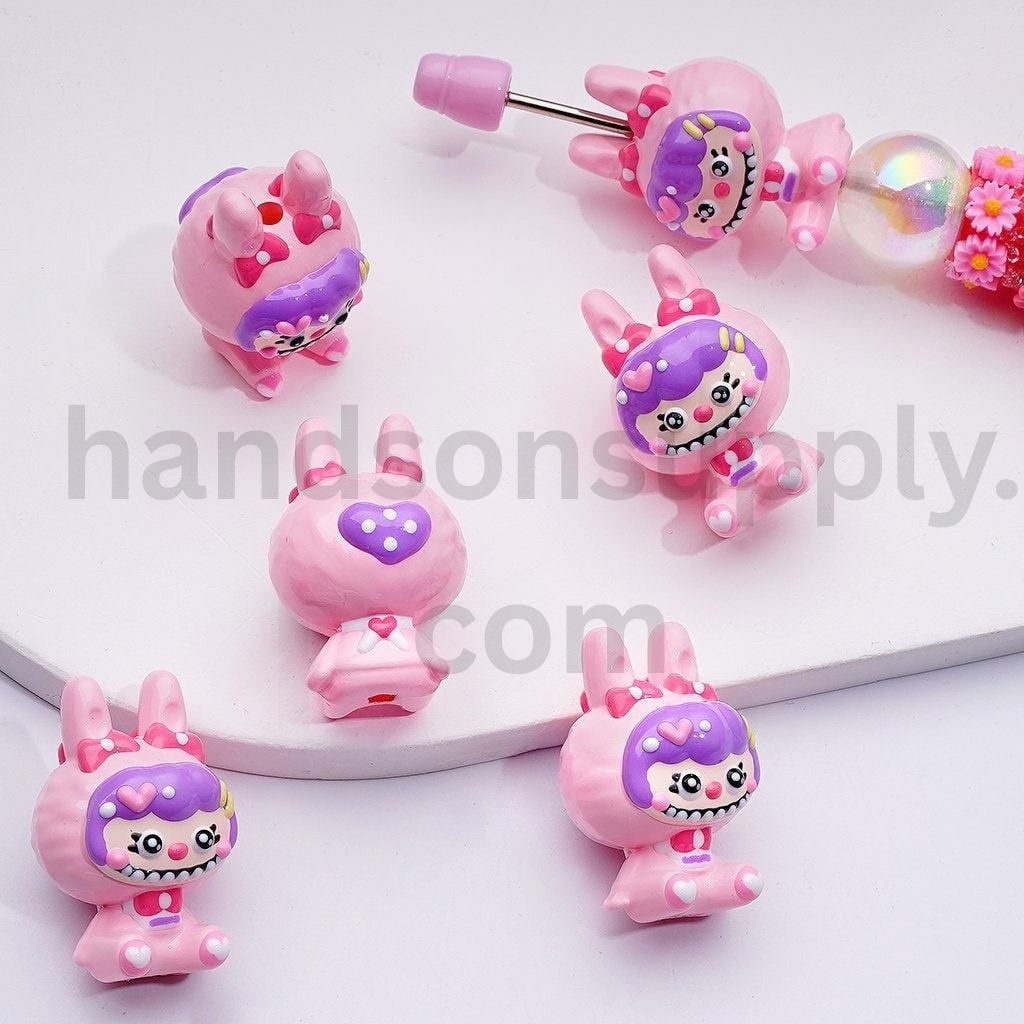 Hand-Painted Labub Monster Pop Mar Design Vivid Acrylic Beads Around 32*21MM