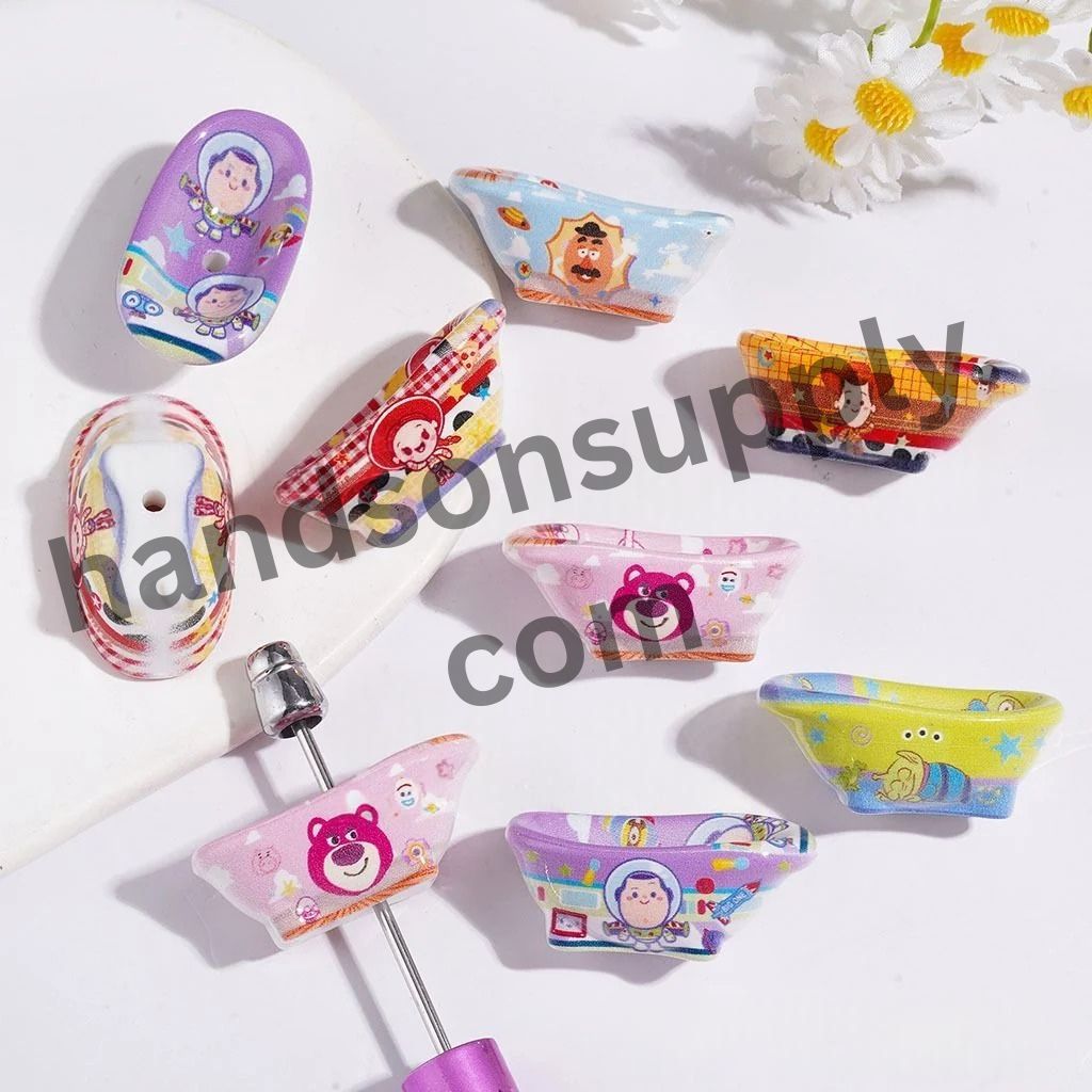 Adorable Playful Toy Adventure Character Bathtub Shape Acrylic Beads, 14*35MM, Random Mix