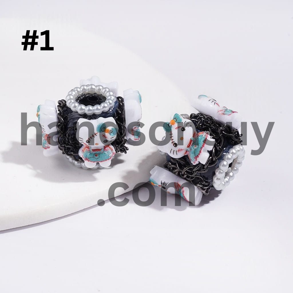 Hand-Made Acrylic Beads Halloween Cute Cat Character Series, w White Pearl & Gun Black Chains, 20MM Multi Colors
