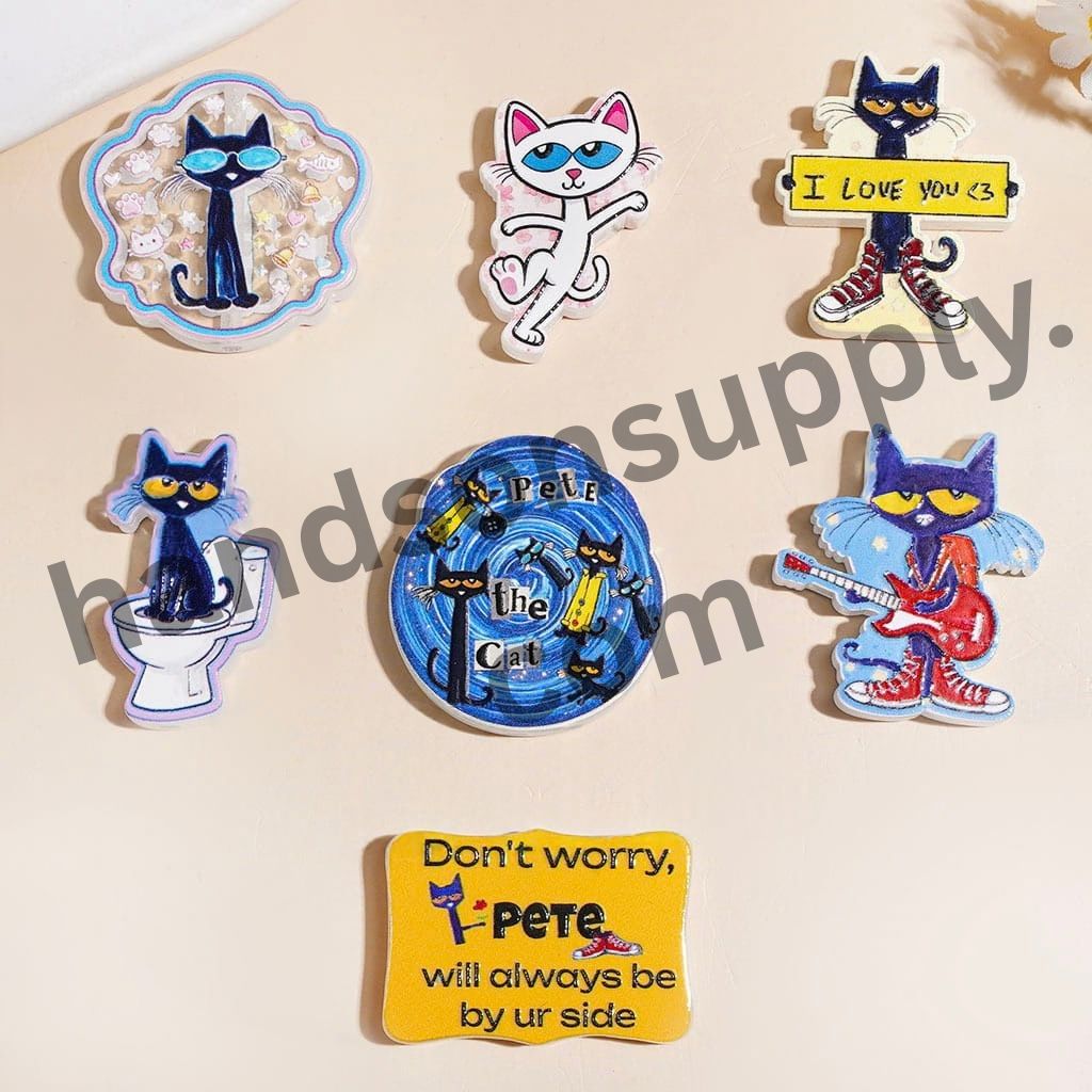 Whimsical Sketchbook Playful Black Cat Character Cartoon Series Acrylic Beads, Random Mix
