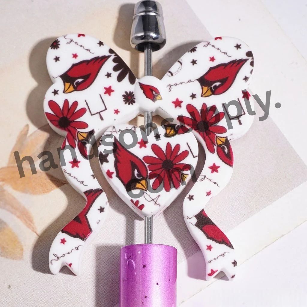 Arizona American Football Team Collection with Bowtie & Heart-Shaped Silicone Focal Beads, 44*52MM