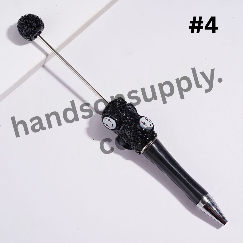 Black Rhinestones, Halloween Theme Beadable Clay Pens with Pumpkin & Ghost