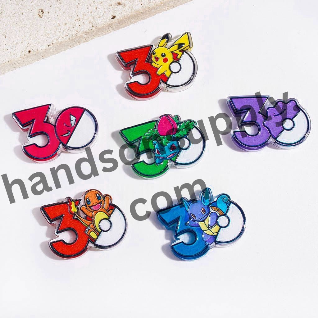 Colorful Small Monster Characters in 30th Anniversary Celebration Series Designs Acrylic Beads, Multicolor, Random Mix
