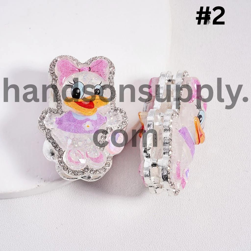 Glittery Girl Boy Mouse & Duck Series Silver Color Metal Beads with Clear Rhinestones