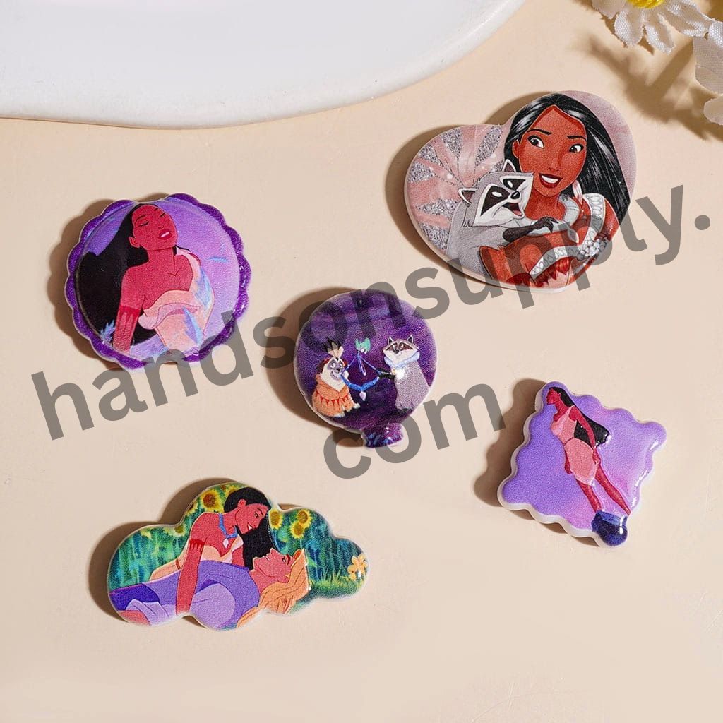 Indian Native Princess Character Series Colorful Acrylic Beads, Random Mix
