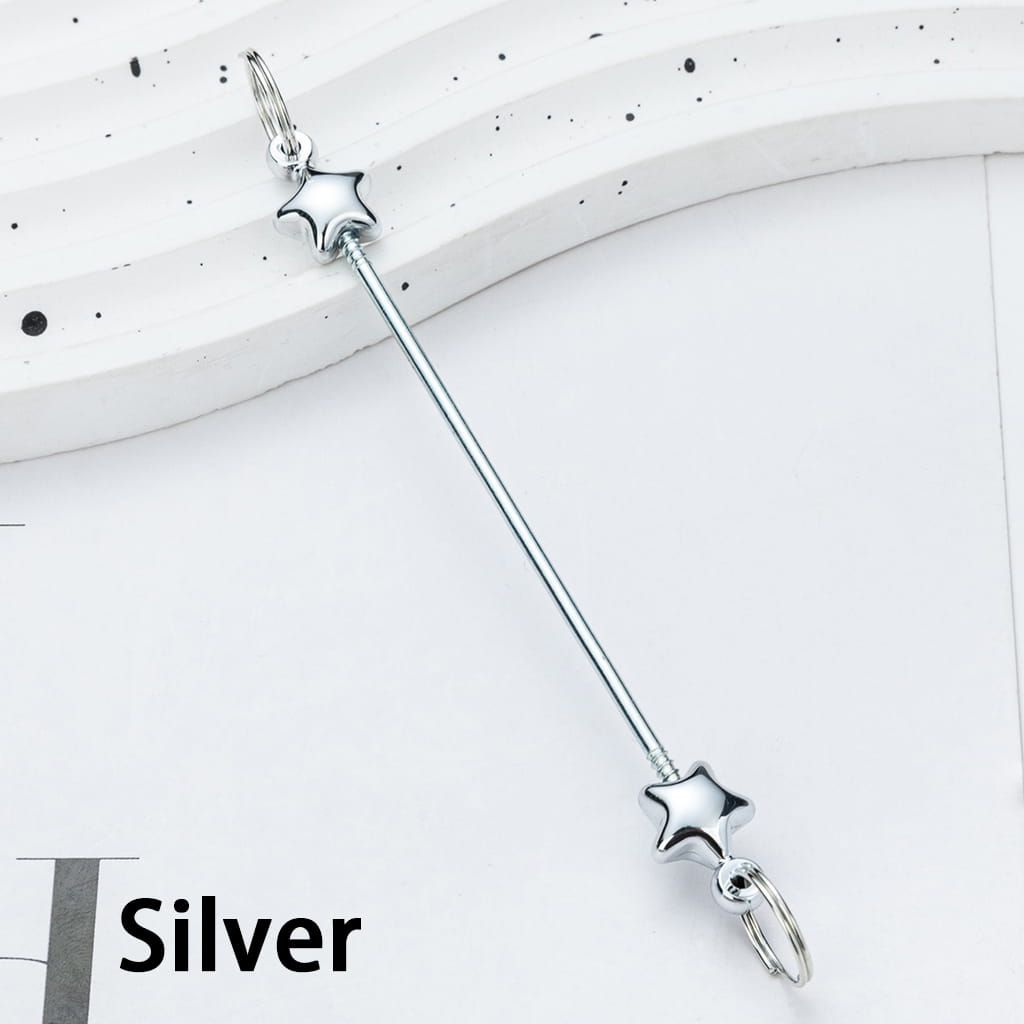 DIY Plastic Metallic Color Beadable Star Keychain Bars 10CM