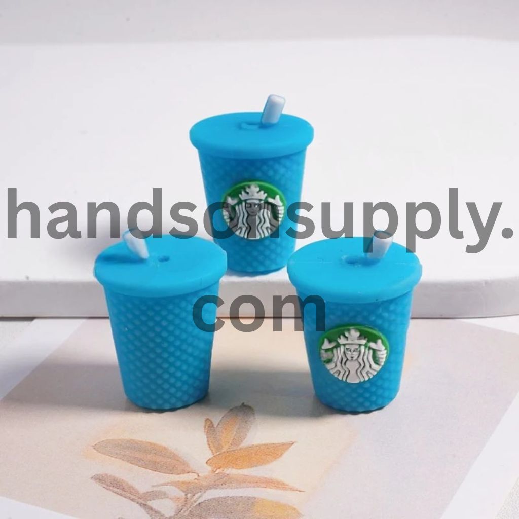 Mini 3D Cute Coffee Cup Bottle with Straw Silicone Focal Beads