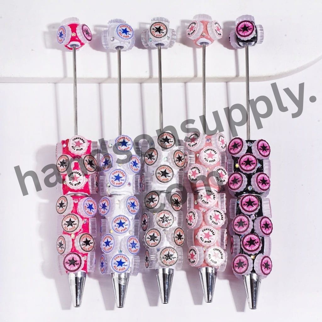 Elegant Fashionable Shoes Designs with Sparkling AB Rhinestones Beadable Clay Pens, Multi-Color, Random Mix