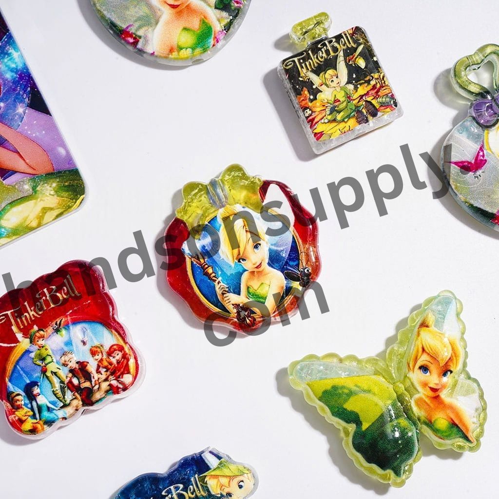 Dreamy Fantasy Flying Fairy Character Series Crackle Acrylic Beads & Pendant Charms, Random Mix