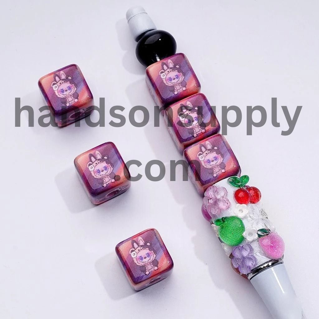 Cute Cube Square Magical Friend Toy Monster Doll Acrylic Beads, Around 15MM
