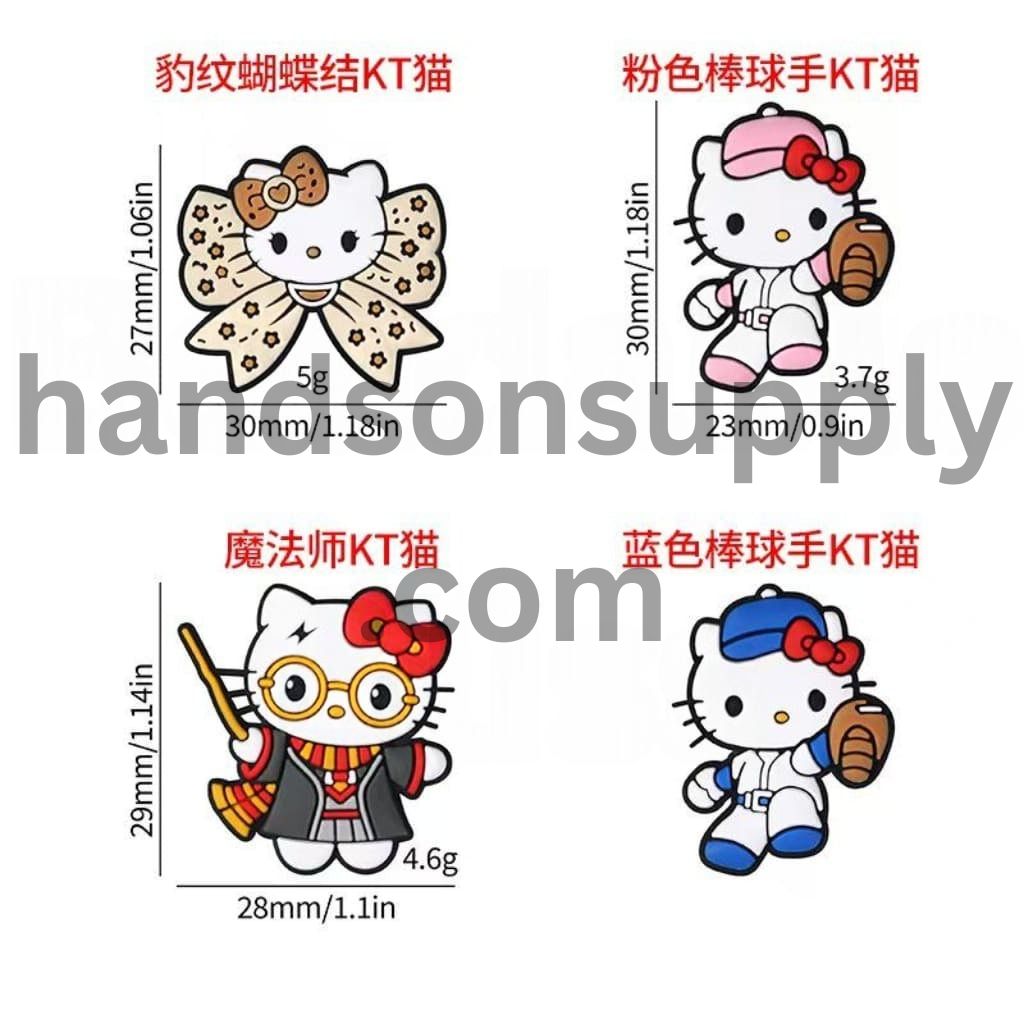Mini Cute Cat Character Adorable Pink Blue Ballplayer Magician Jaguar Prints Bowtie Silicone Focal Beads