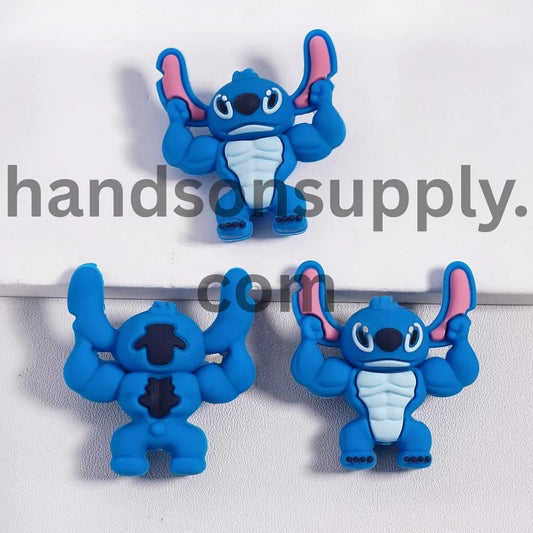 3D Cute Blue Monster Character Series Silicone Focal Beads