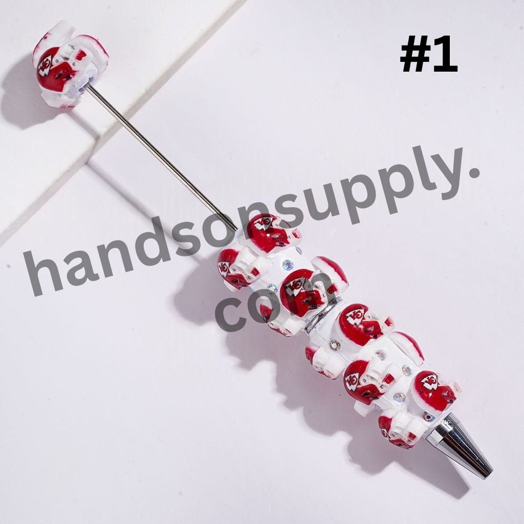 American Football Helmet & AB Rhinestone Assorted Team Series Beadable Clay Pens, Multi-Color