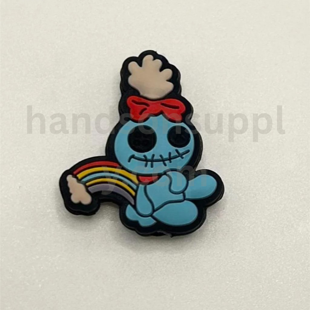 Little Blue Alien and Plush Doll Cartoon Character Silicone Focal Beads