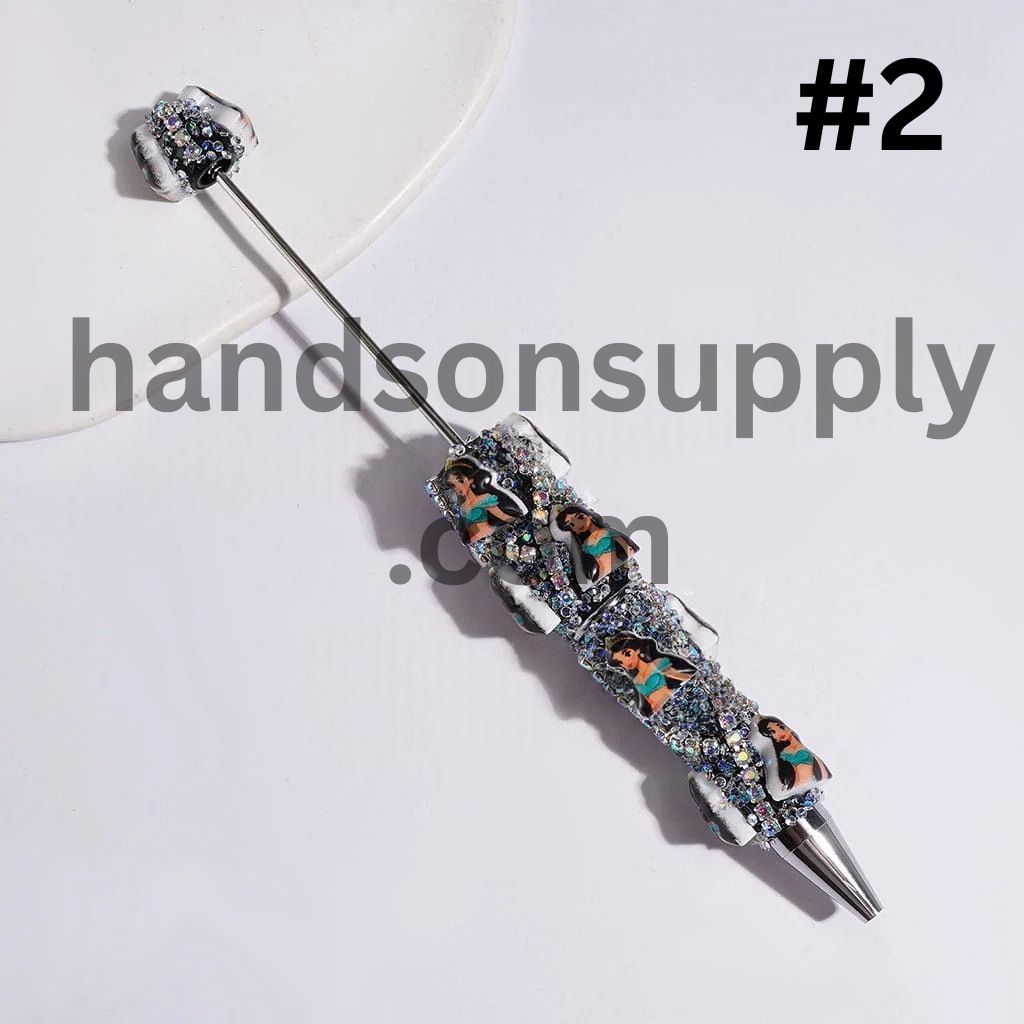 Classic Animated Princess Character series with Sparkling AB Rhinestone Chains & Clear Cone Rhinestones Accents Beadable Sugar Pens
