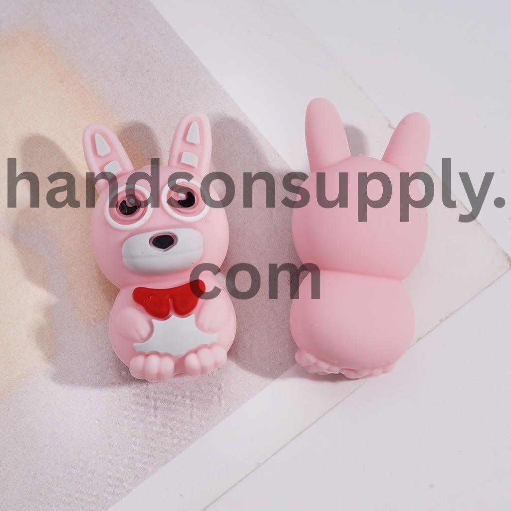 3D Purple Pink Villain Rabbit with Red Bowtie Horror Adventure Game Series Purple Pink Silicone Focal Bead