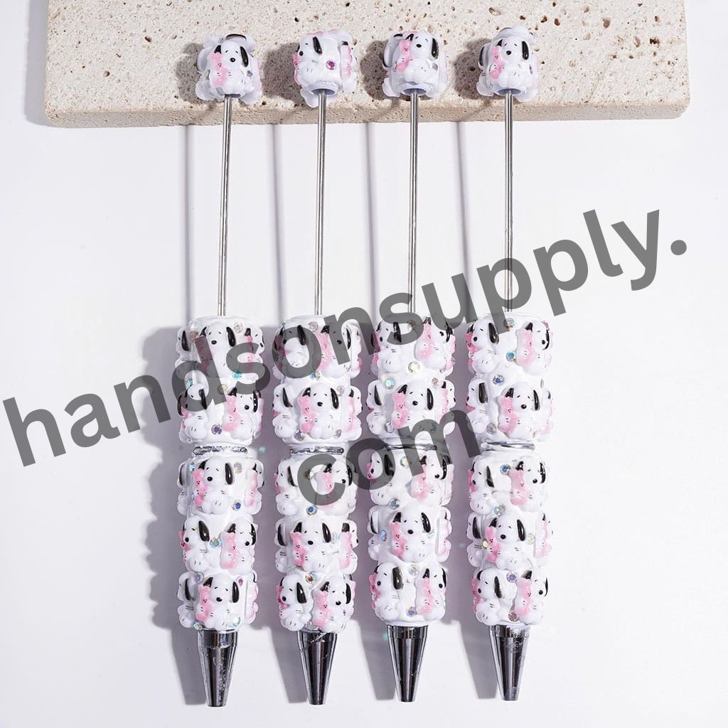Adorable Beagle Dog  & Pink Bunny Companion Character Animal Theme Beadable Clay Pens