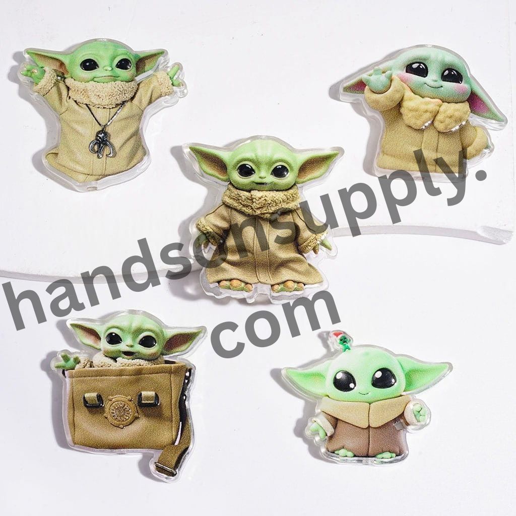 Cosmic Green Alien Character in Assorted Styles Acrylic Beads, Random Mix