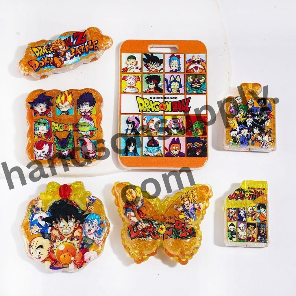 Energetic Kung Fu Boy Character Orange & Yellow Series Acrylic Crackle Beads & Pendants, Random Mix