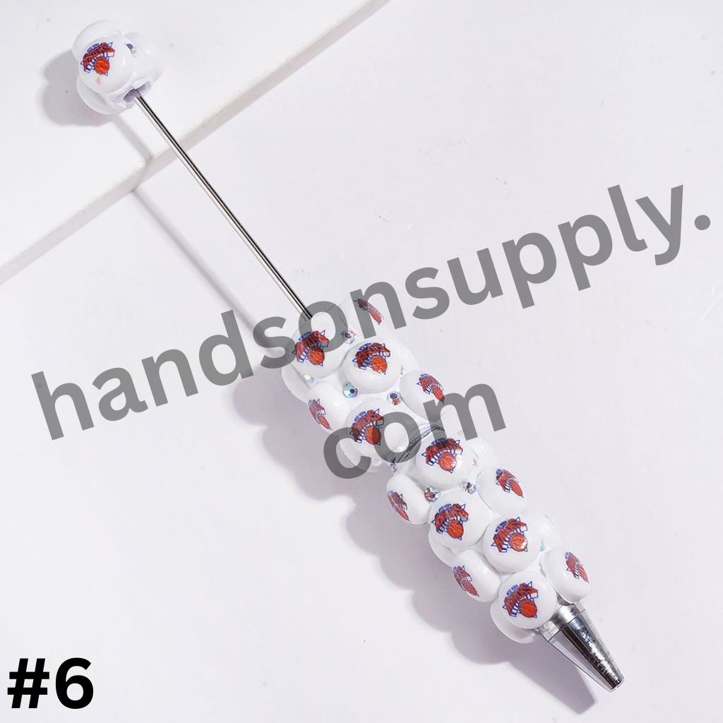 American Basketball Team Logo Design & Sparkling AB Rhinestone Beadable Clay Pens