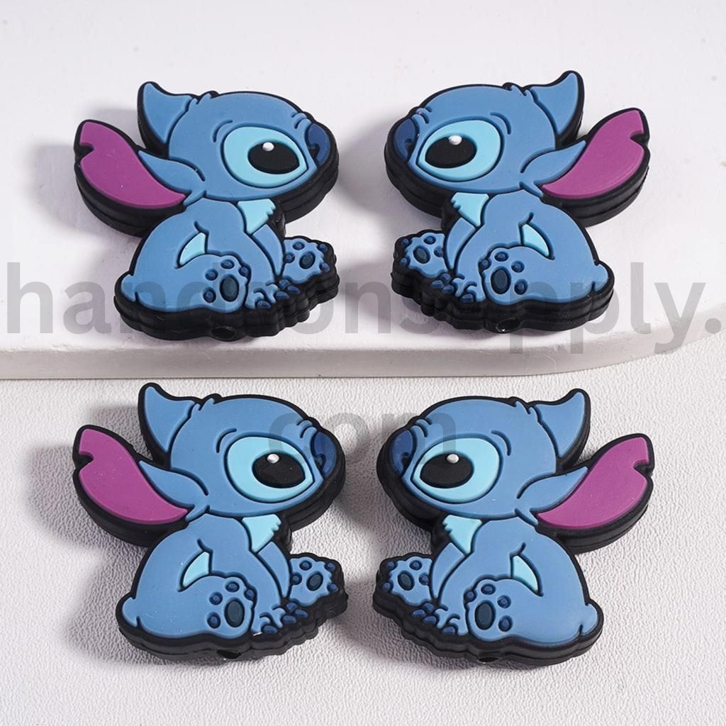Cute Blue Stitch Eeyore Holding Teddy Bear Winnie the Pooh Silicone Focal Beads